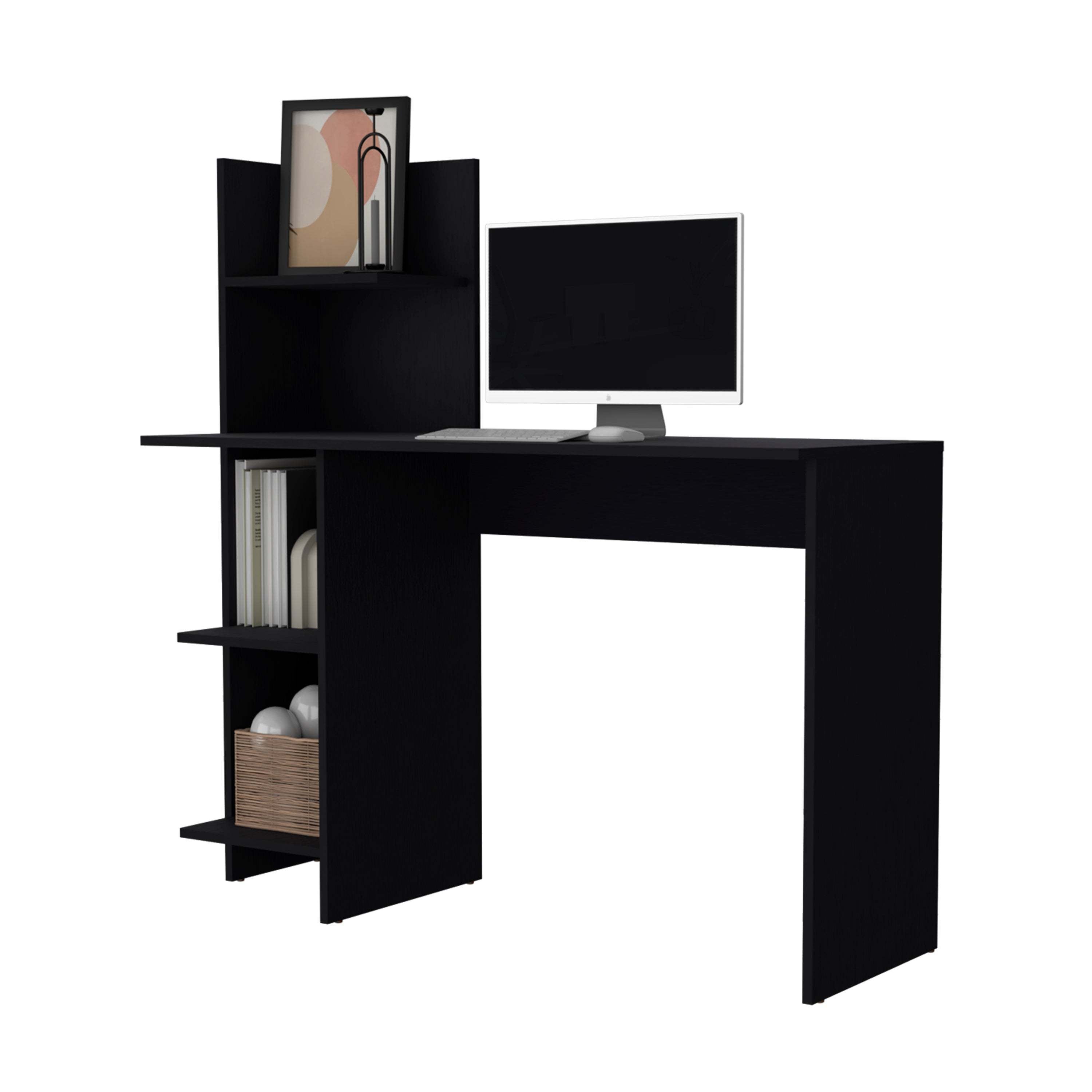 Troy Black Four Shelves Writing Desk