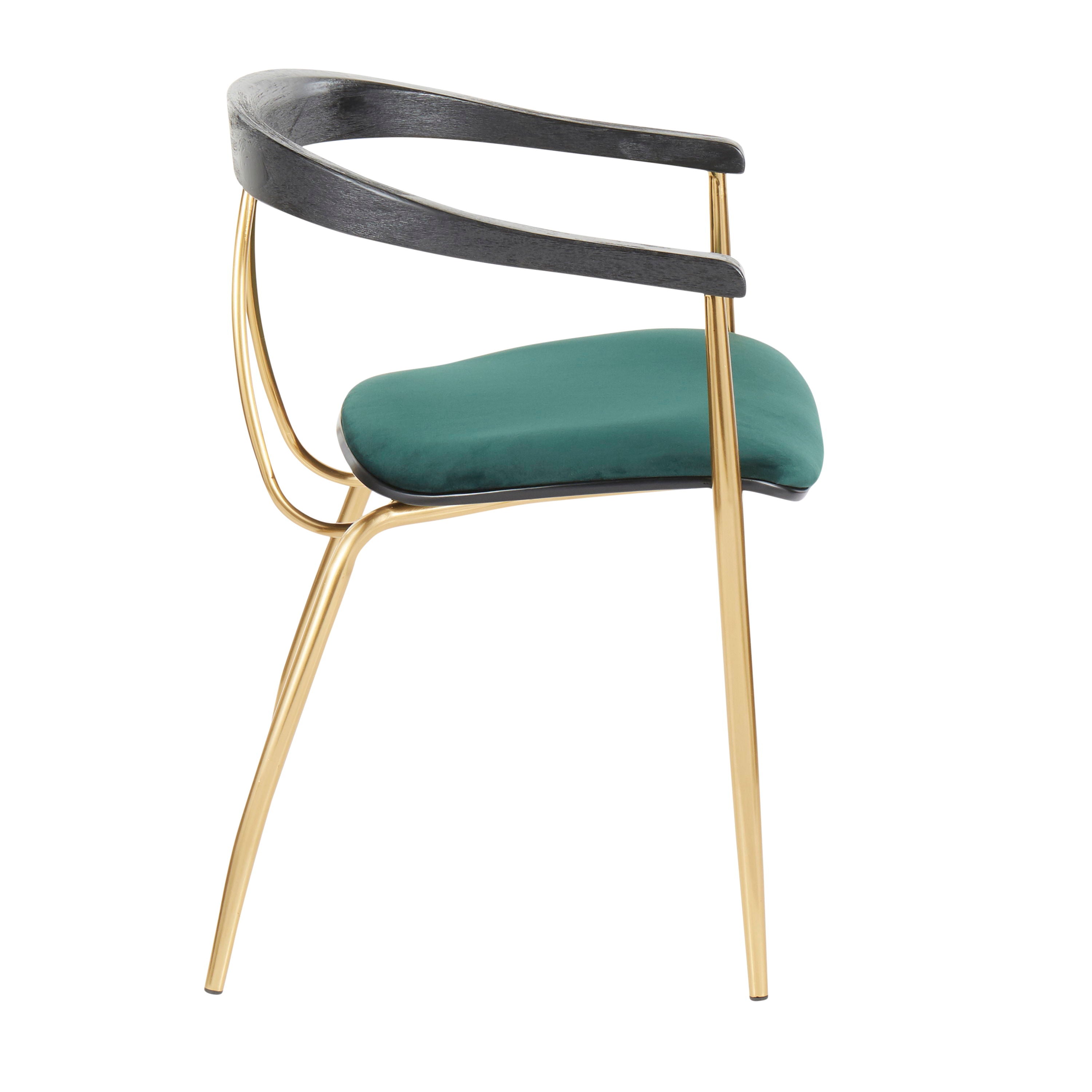 Vanessa - Contemporary Chair (Set of 2) - Gold / Green - Black