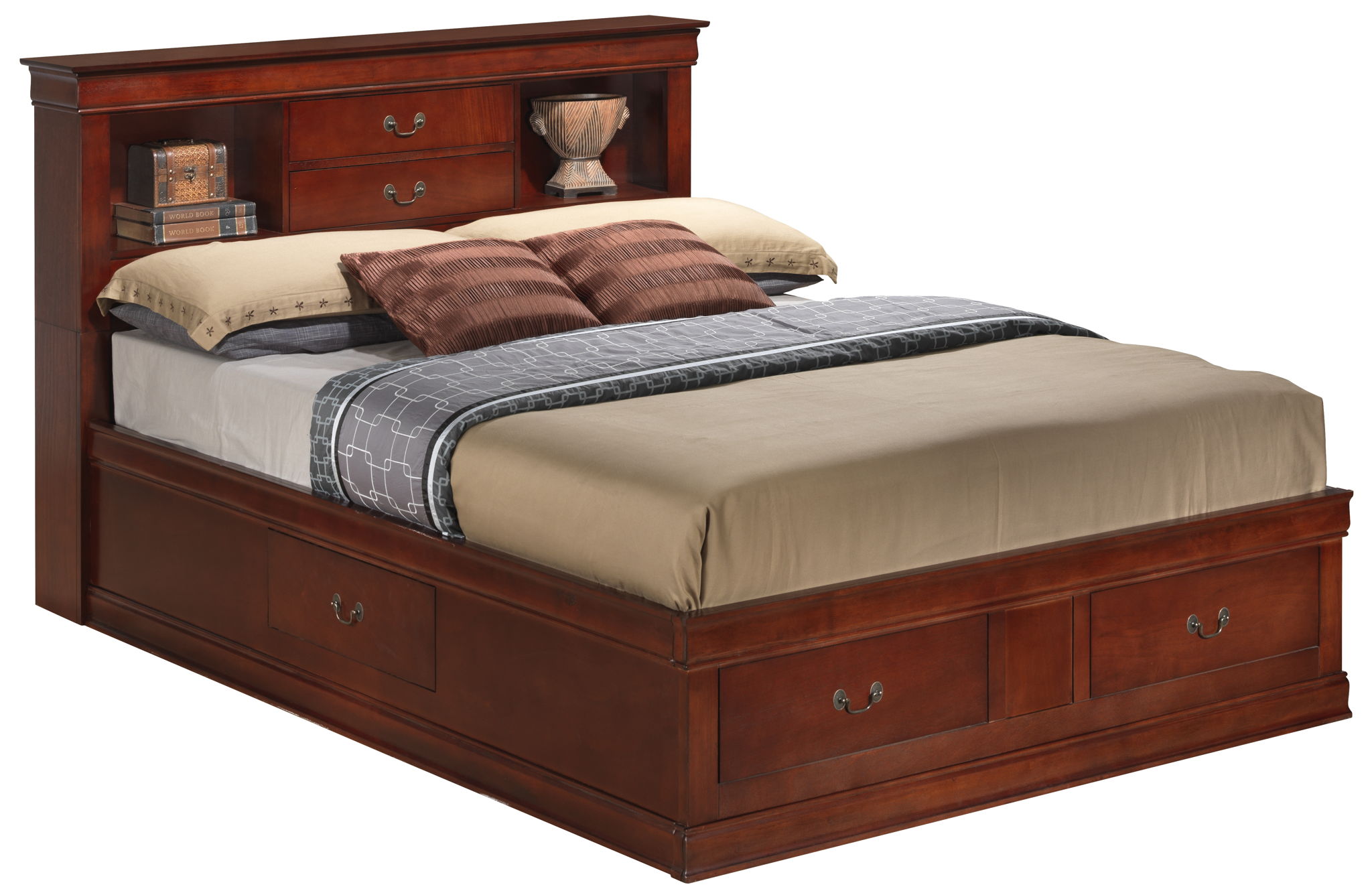 Traditional Style Bookcase Storage Bed