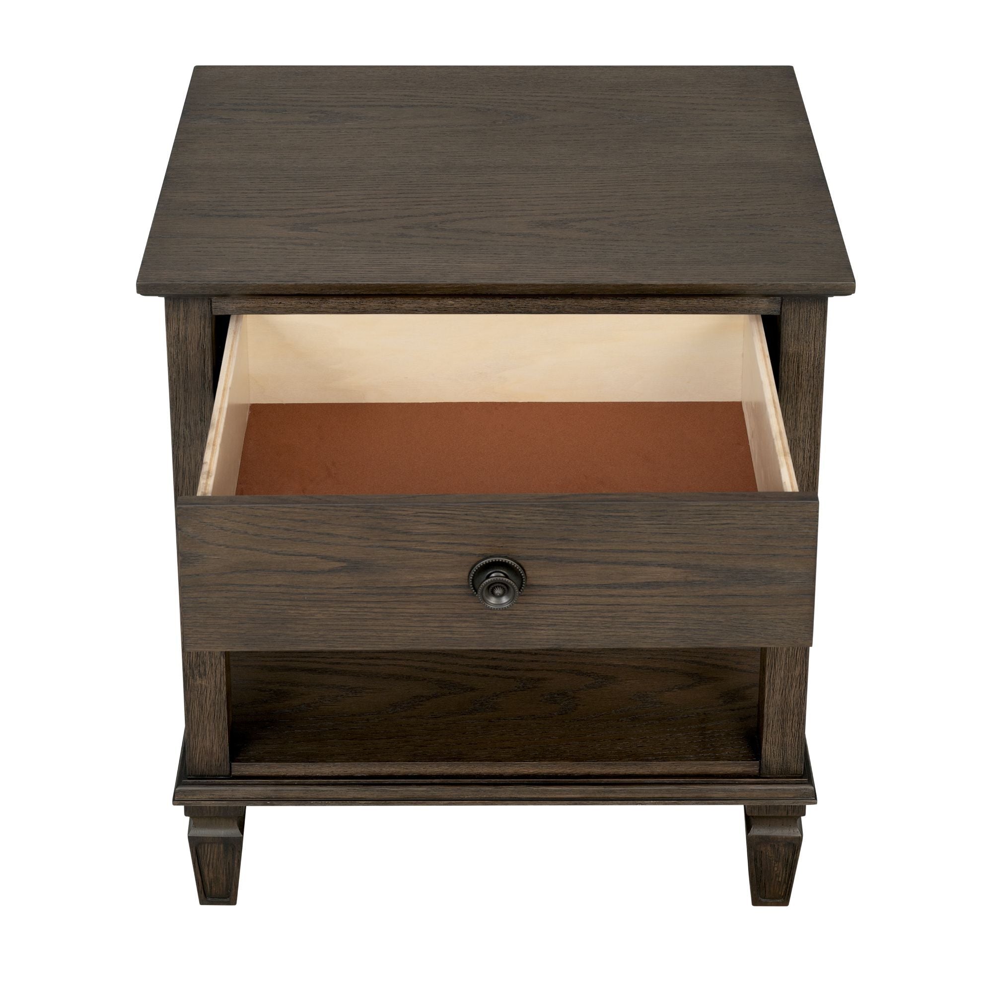Victoria - One-Drawer Bedside Table With Shelf - Antique Brown