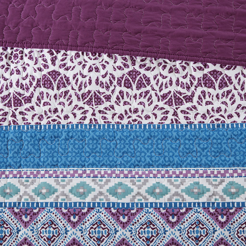Joni - Reversible Coverlet Set - Purple