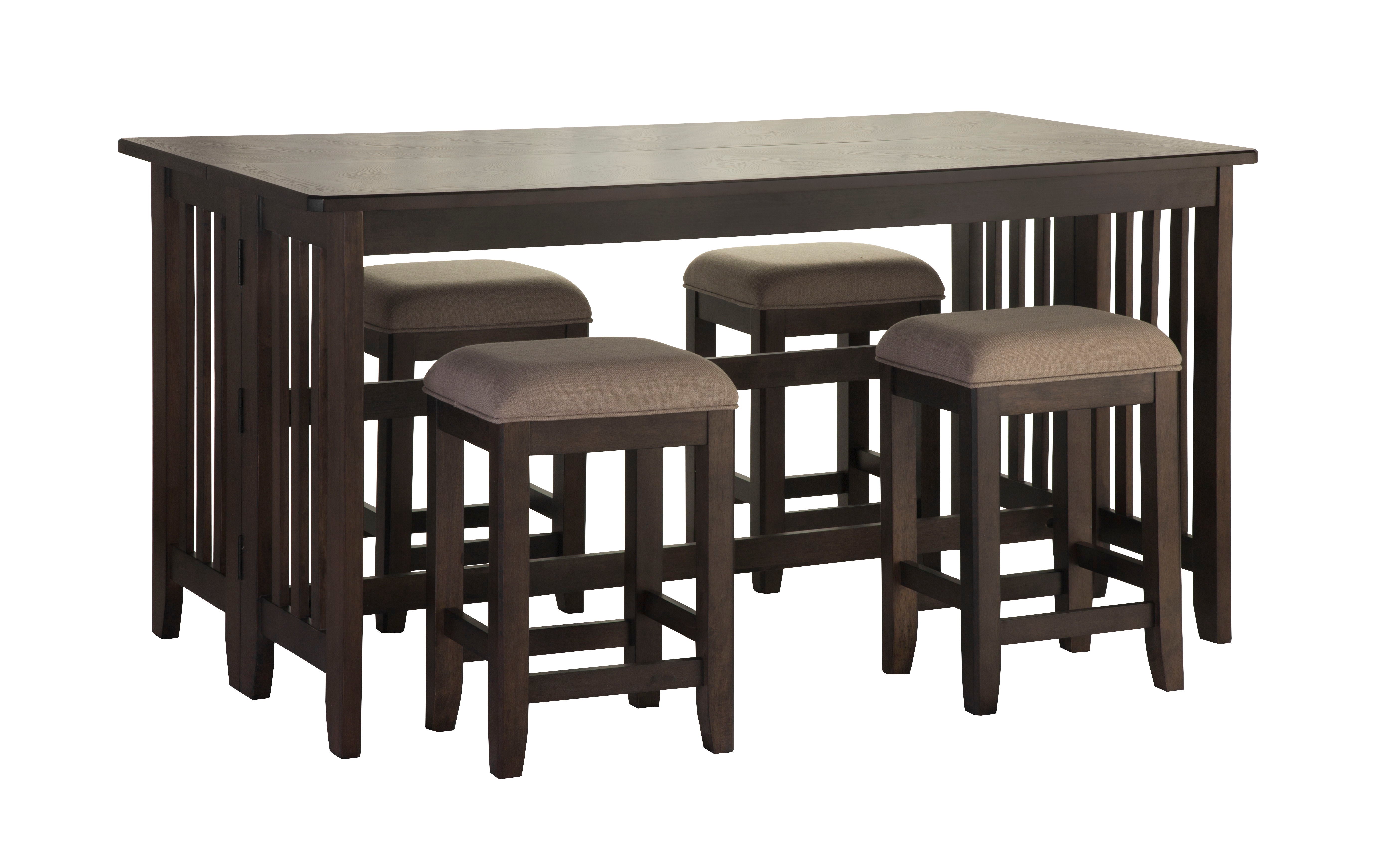 Drop Leaf Table & 4 Stools - Dark Brown