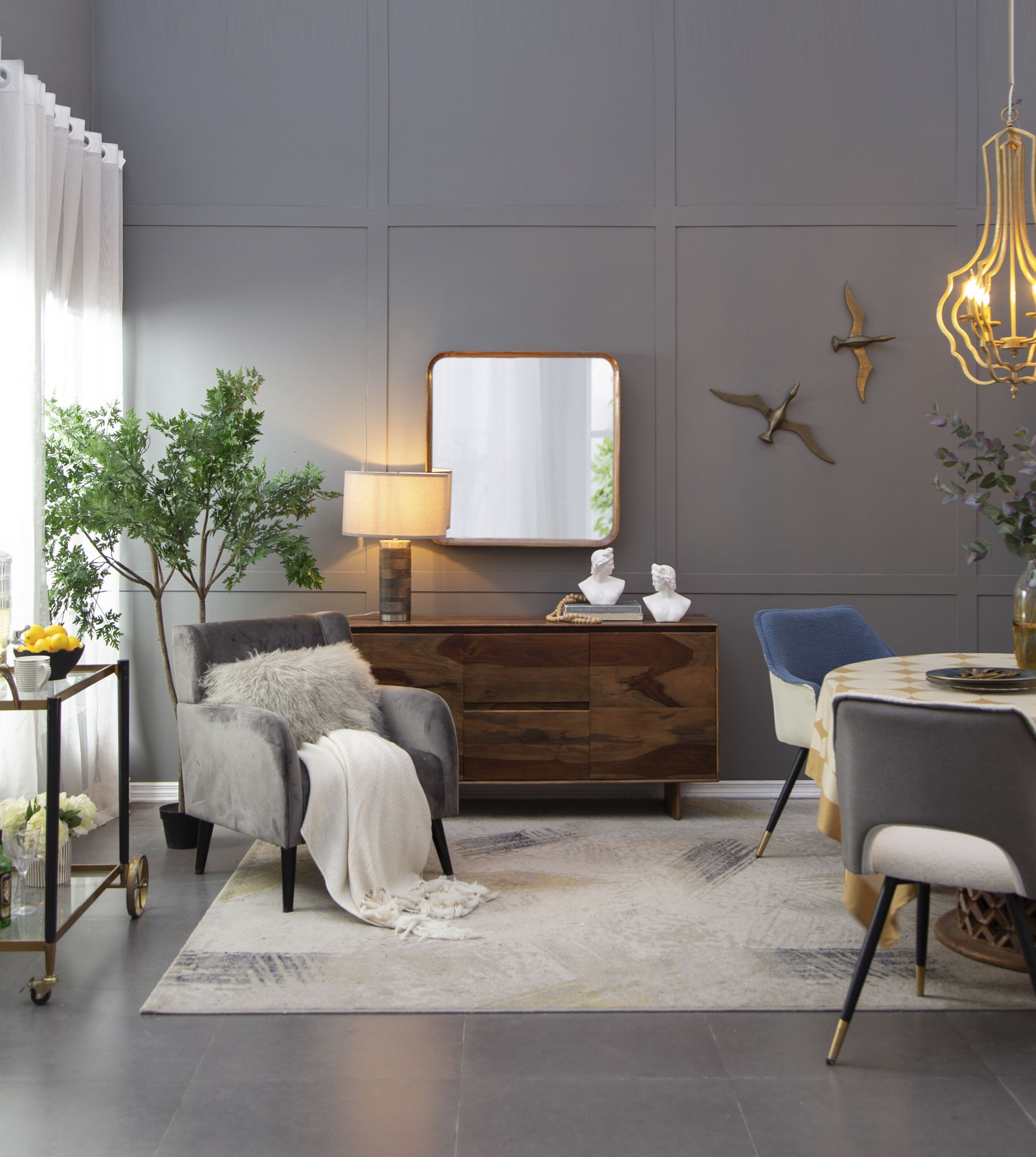 Square Mirror With Wood Frame, Wall Mirror For Living Room Bathroom Entryway - Brown