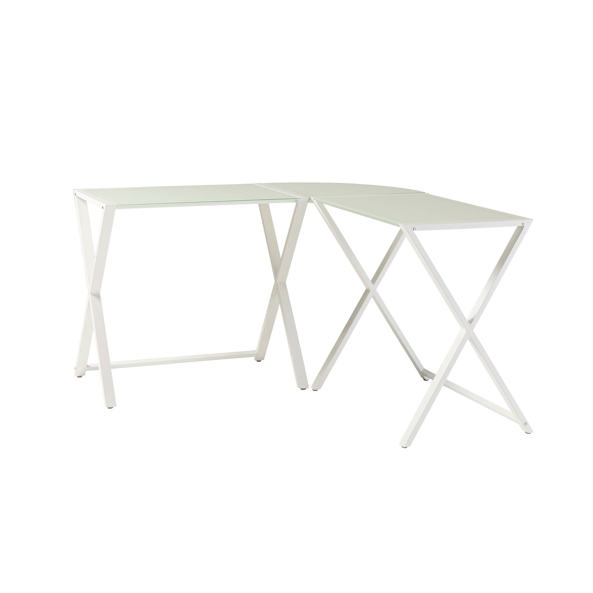 Modern X Leg L Shaped Computer Desk - White