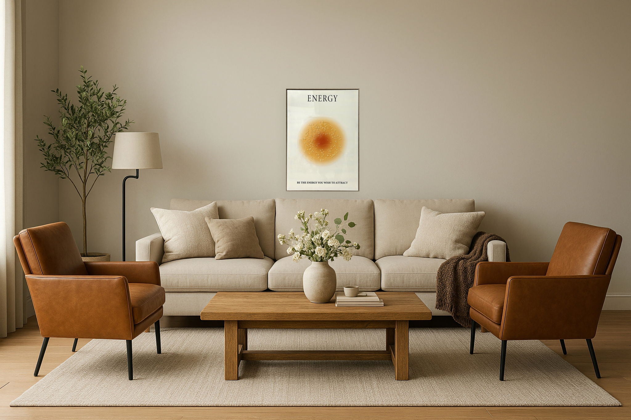 "Radiant Energy" Hand-Embellished Canvas In Frame - Gold / White
