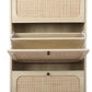 Natural  Rattan 3 Door Shoe Rack, Freestanding Modern Shoe Storage Cabinet, for Entryway