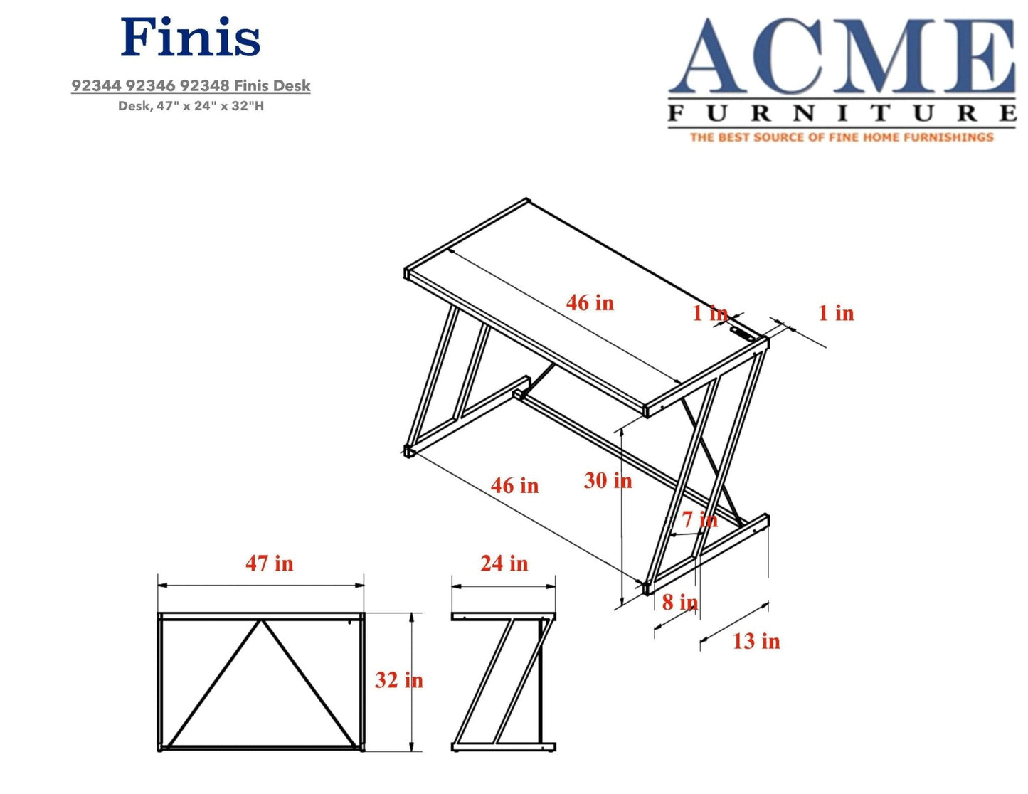 ACME Finis Desk in Weathered Oak & Chrome 92344