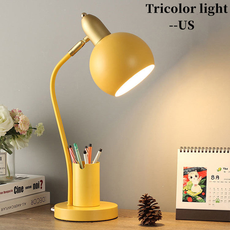 Nordic Plug-In Creative Pen Holder Desk Lamp Eye Protection Desk Student Dormitory Bedroom Ins Girl Bedside Lamp