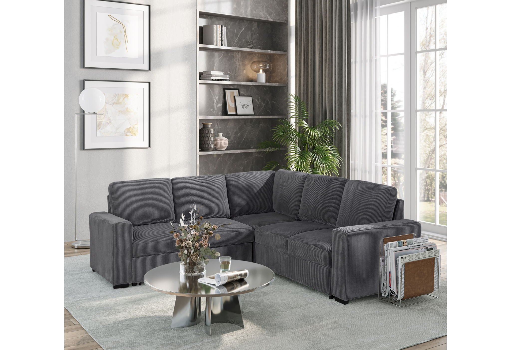 U2660 - Sectional Without Chaise And Without Pull Out Sofa Bed - Gray
