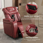 270 Degree Swivel PU Leather Power Recliner Individual Seat Home Theater Recliner with  Comforable Backrest, Tray Table,  Phone Holder, Cup Holder,  USB Port, Hidden Arm Storage for Living Room, Red