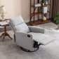 038-Cotton Linen Fabric Swivel Rocking Chair Glider Rocker Recliner Nursery Chair With Adjustable Back And Footrest For Living Room Indoor,Light Gray