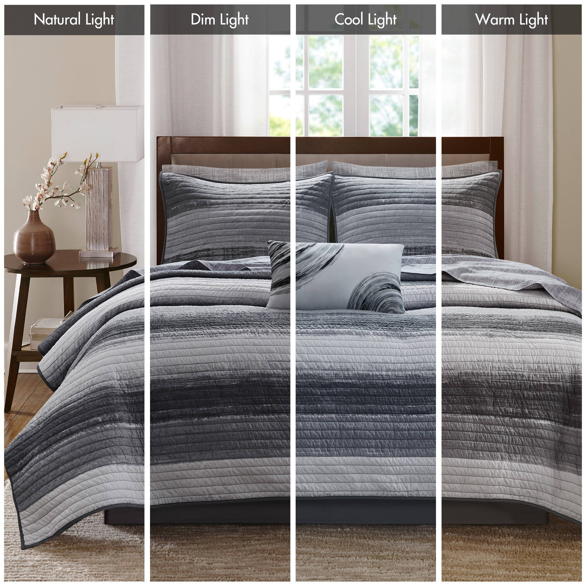 Saben - Twin 6 Piece Quilt Set With Bed Sheets - Black