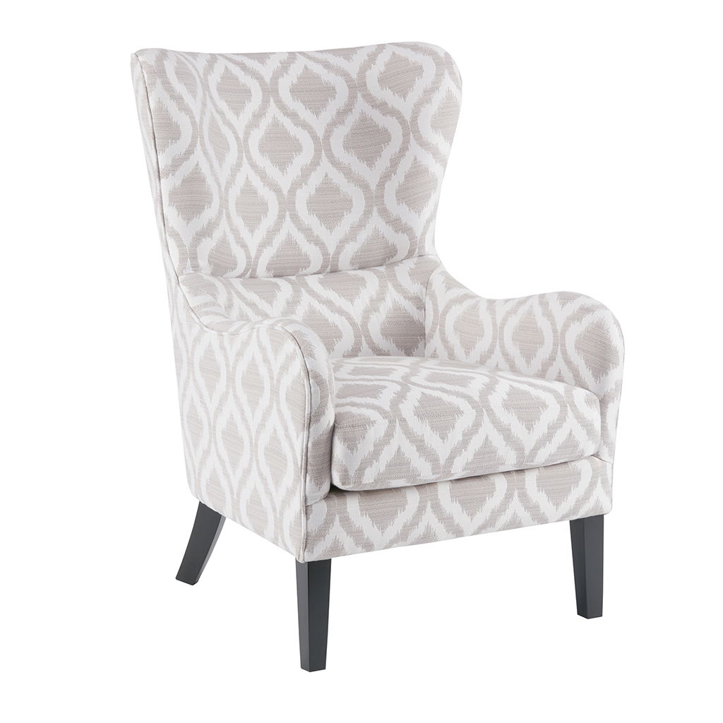Arianna - Swoop Wing Chair - Gray / White