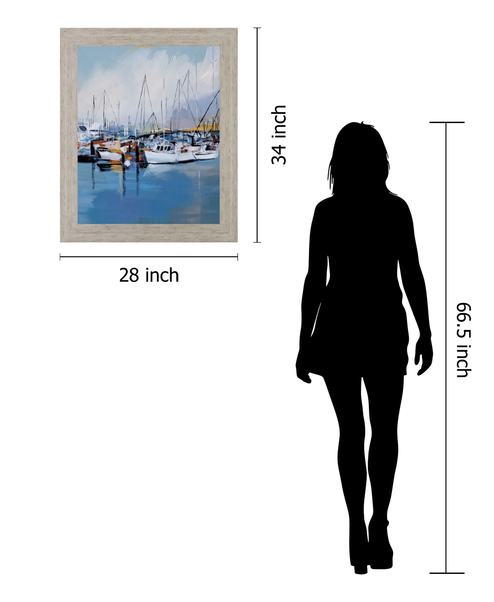 Harbor Reflections - 28" x 34" Framed Wall Art - Blue