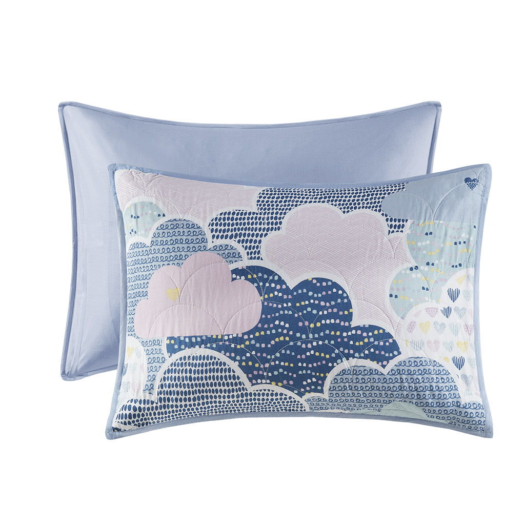 Cloud - Reversible Coverlet Cotton Set - Blue