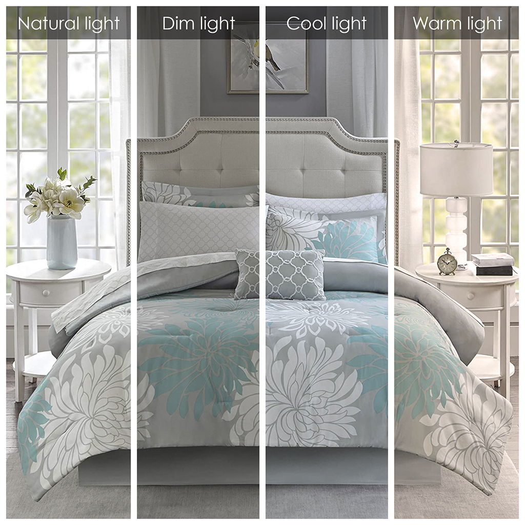 Maible - King Complete Comforter And Sheet Set - Aqua