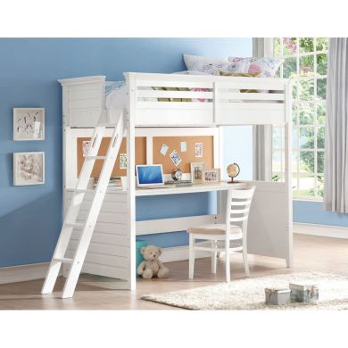 ACME Lacey Loft Bed & Desk in White