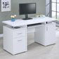 Computer Desk with 2 Drawers and Cabinet in White