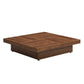 Square Marble Veneer Coffee Table Sliding Top with Storage in Walnut 39.4''