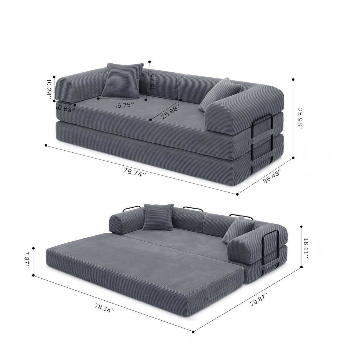 Convertible Foldable Floor Sofa Bed For Living Room