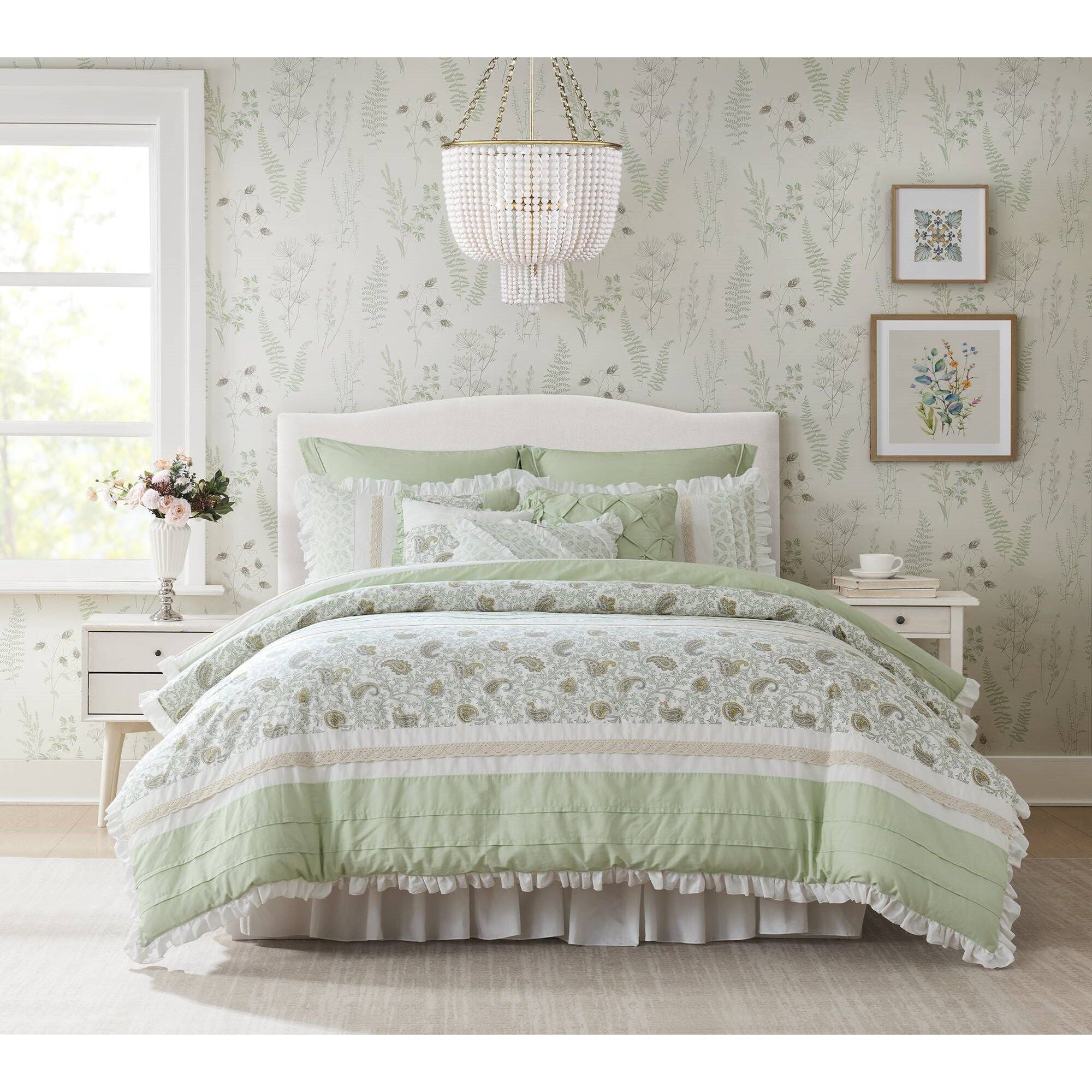 Dawn - 9 Piece Queen Percale Comforter Set - Sage Green