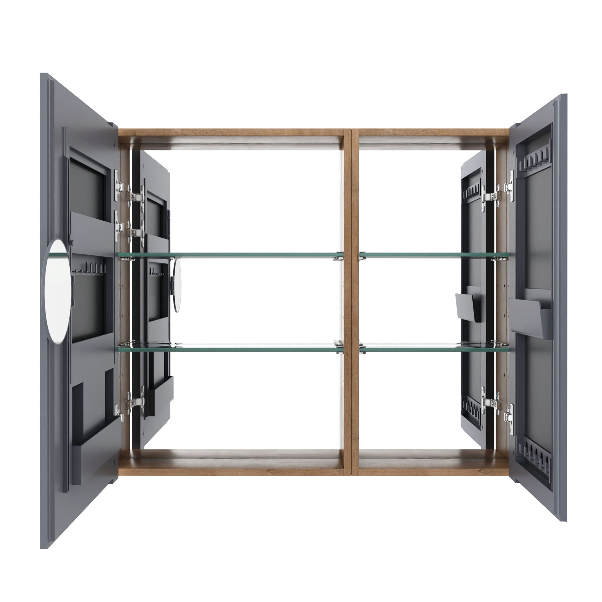 33.56" Wall Mounted Bathroom Cabinet With Adjustable Shelves - Imitative Oak