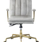 ACME Damir Office Chair, Vintage White Top Grain Leather & Gold 92422