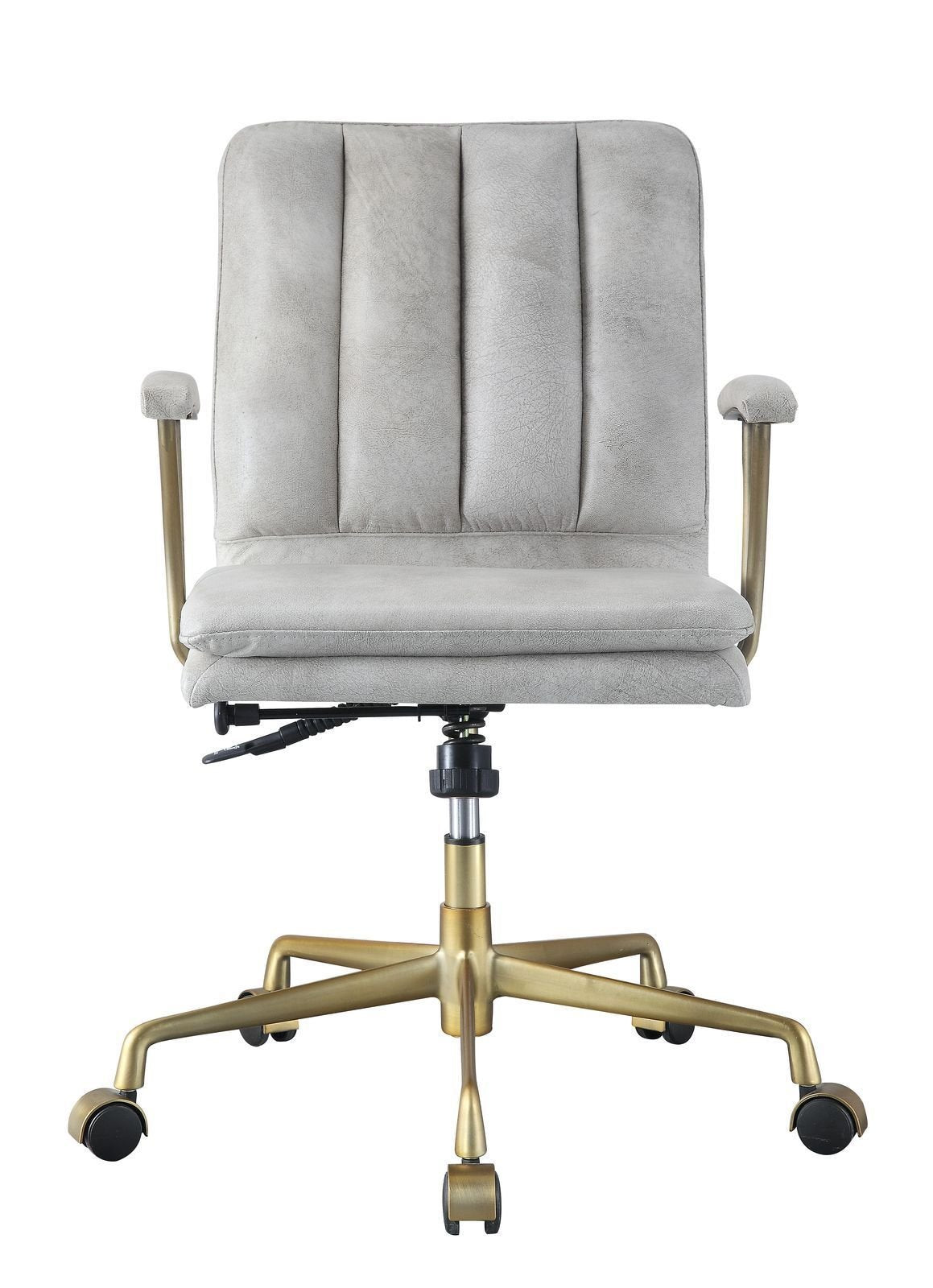 ACME Damir Office Chair, Vintage White Top Grain Leather & Gold 92422