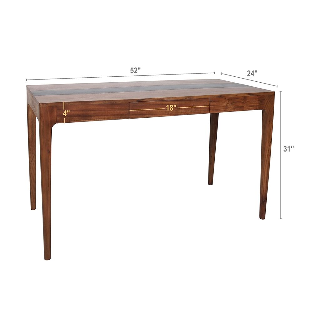 Writing Desk With Drawer - Natural Wood / Brown