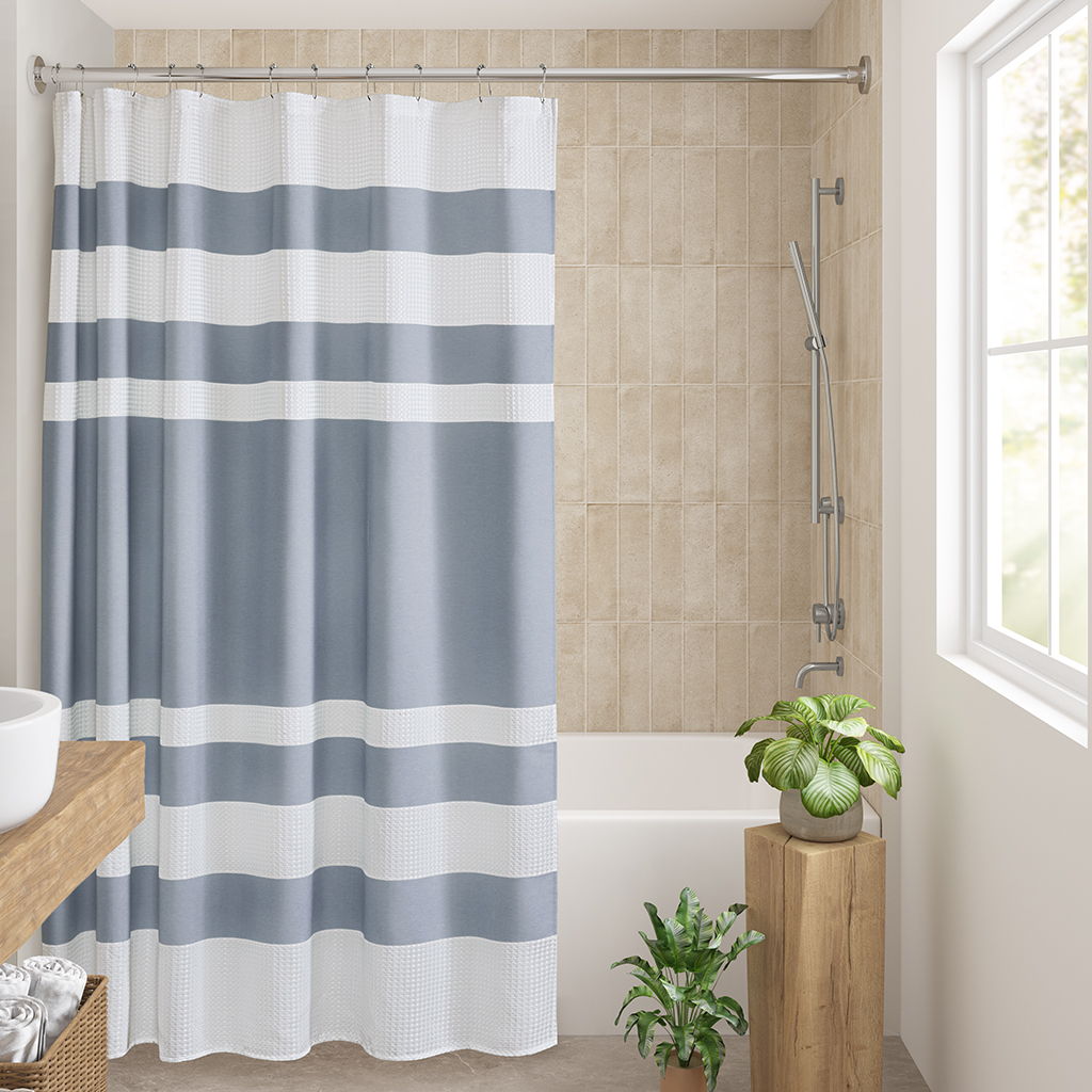 Spa Waffle - 36" x 72'' Shower Curtain With 3M Treatment - Blue