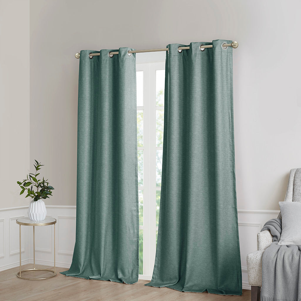 Tonal Printed Faux Silk Total Blackout Curtain Panel Pair