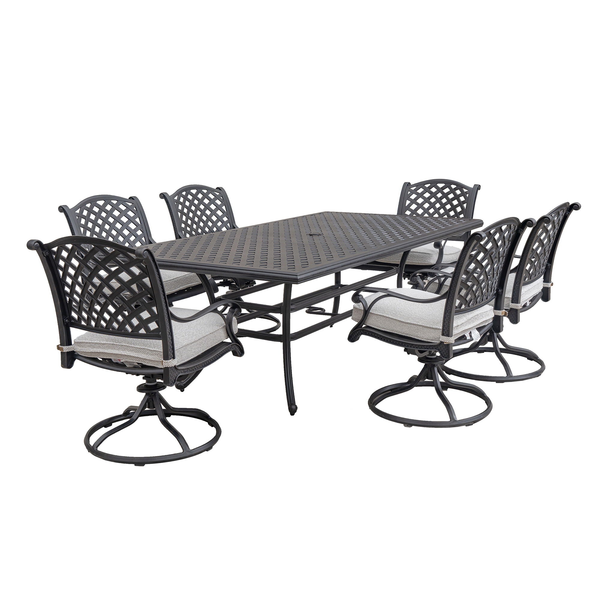 Stylish Outdoor 7 Piece Aluminum Dining Set With Cushion