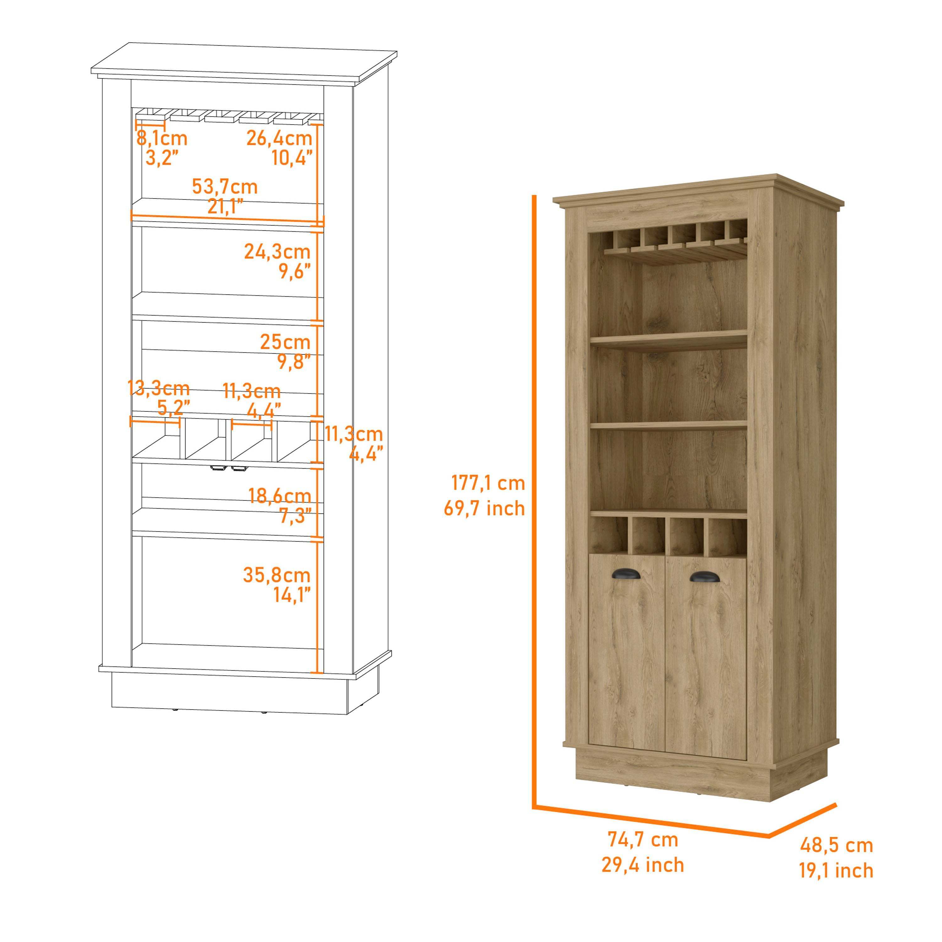 Tyler Macadamia 4-Built In Wine Rack Bar Cabinet