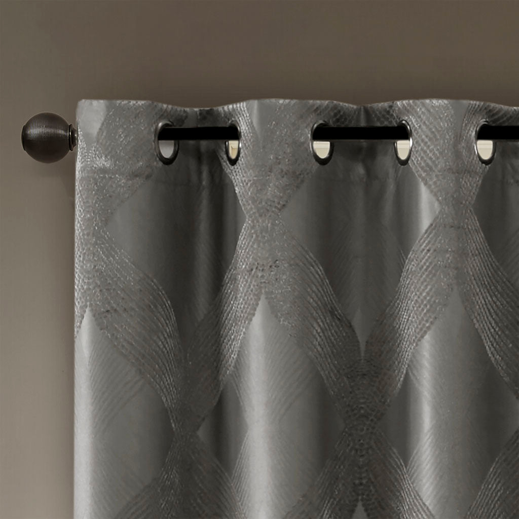 Ogee Knitted Jacquard Total Blackout Curtain Panel