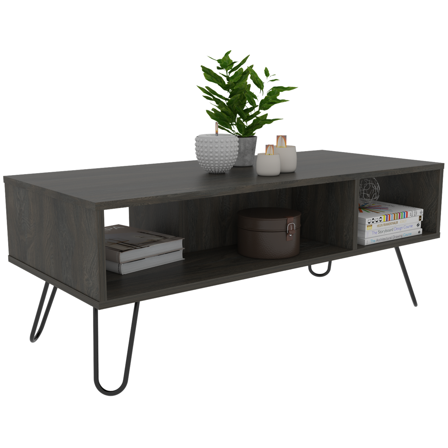 Coffee Table Minnesota, Two Shelves, Carbon Espresso Finish