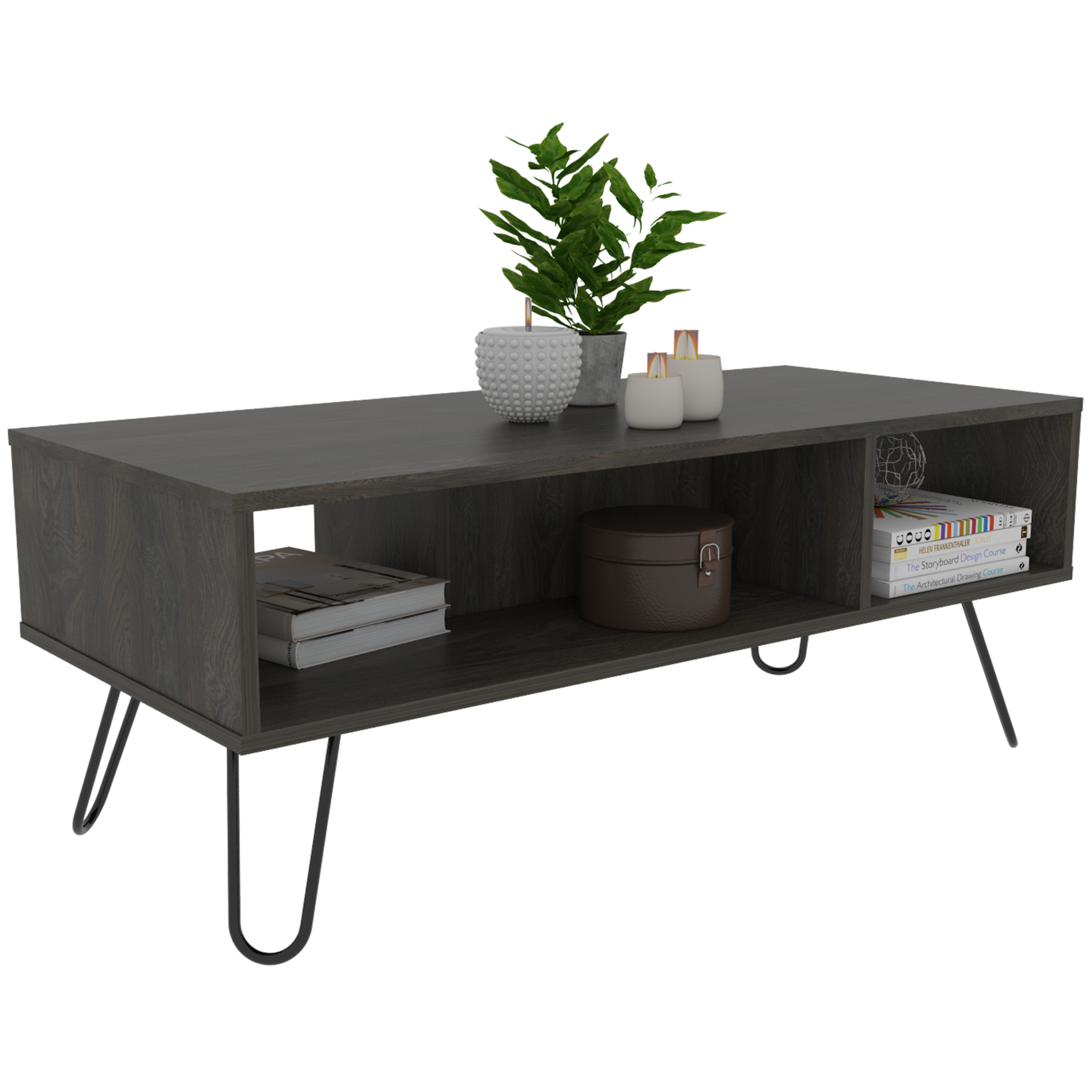 Coffee Table Minnesota, Two Shelves, Carbon Espresso Finish