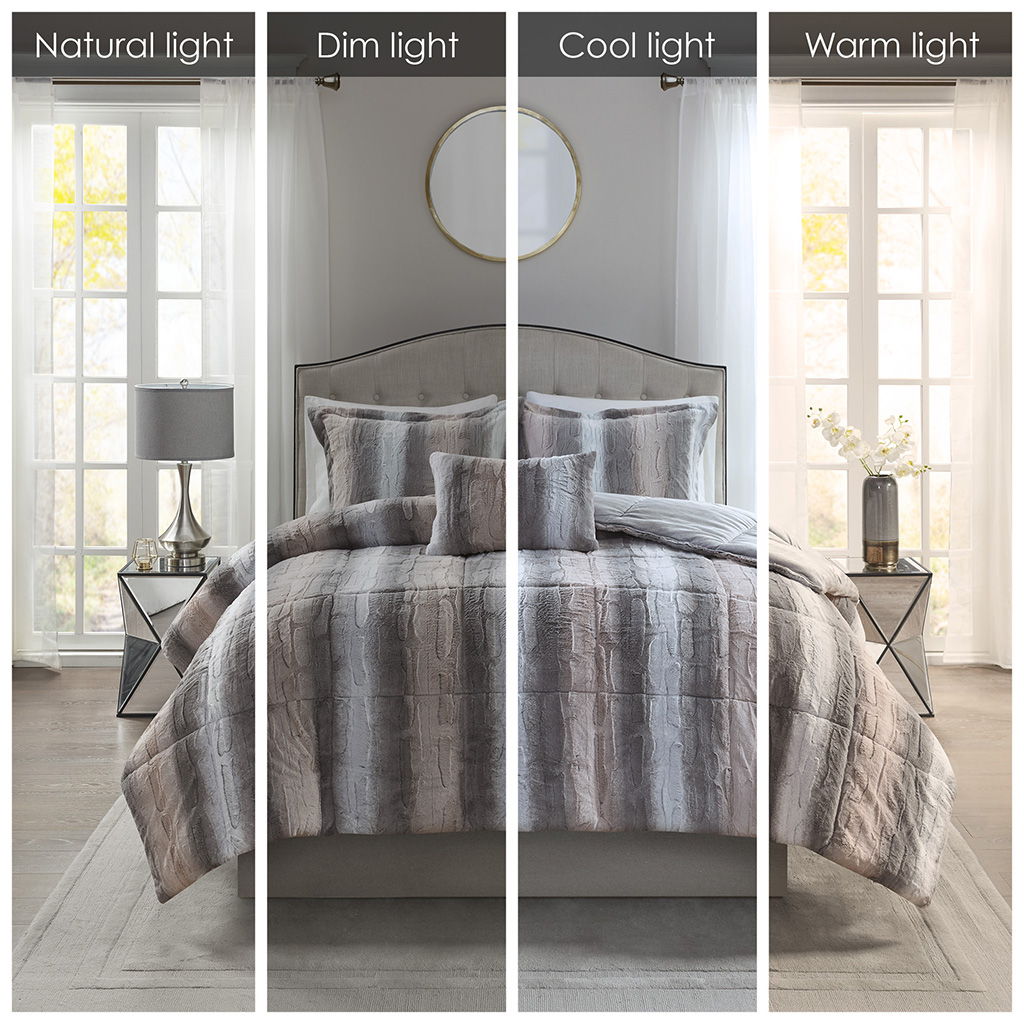 Zuri - King Comforter (Set of 4) - Blush / Gray