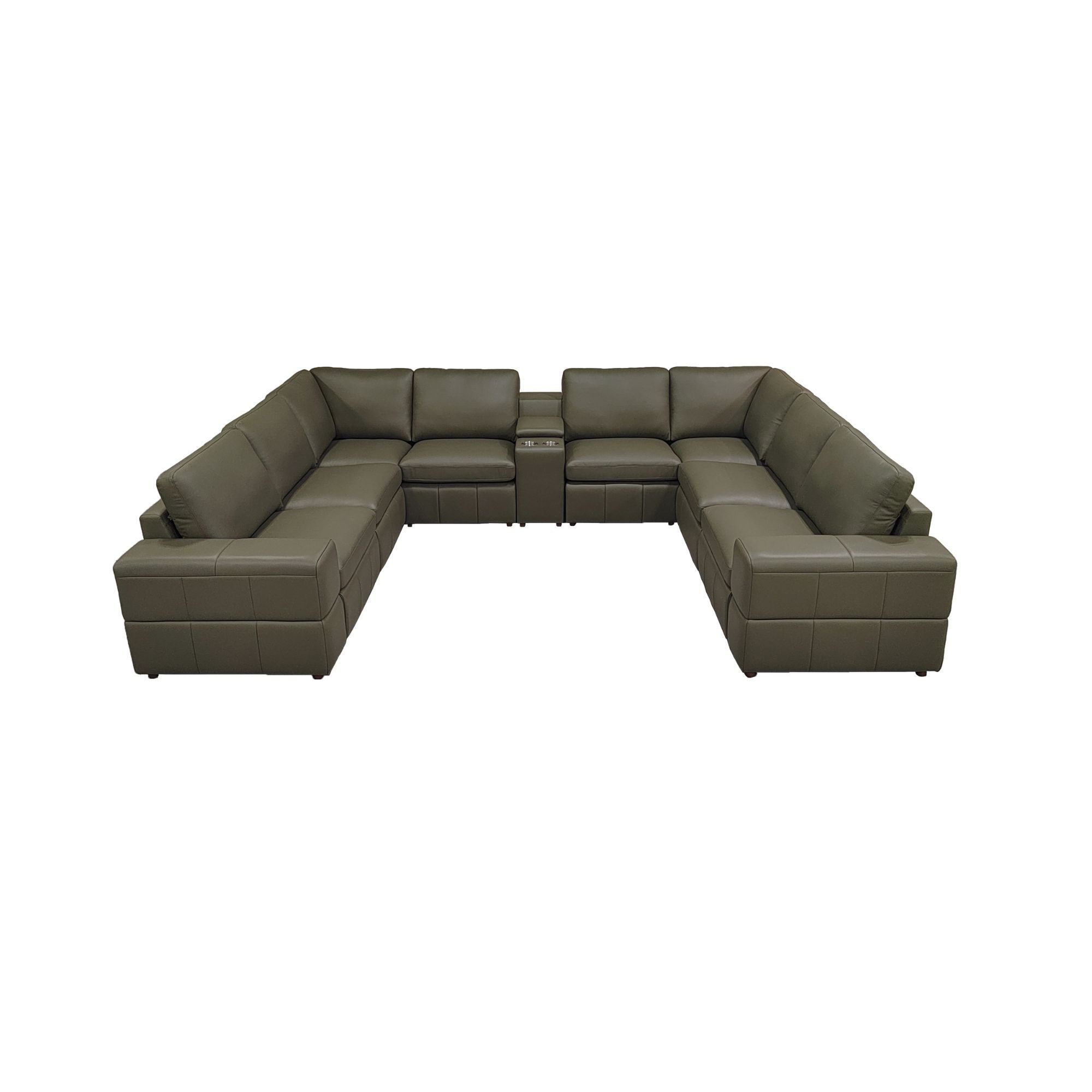 Upholstered Large Arms Sectional With Recliner Seats