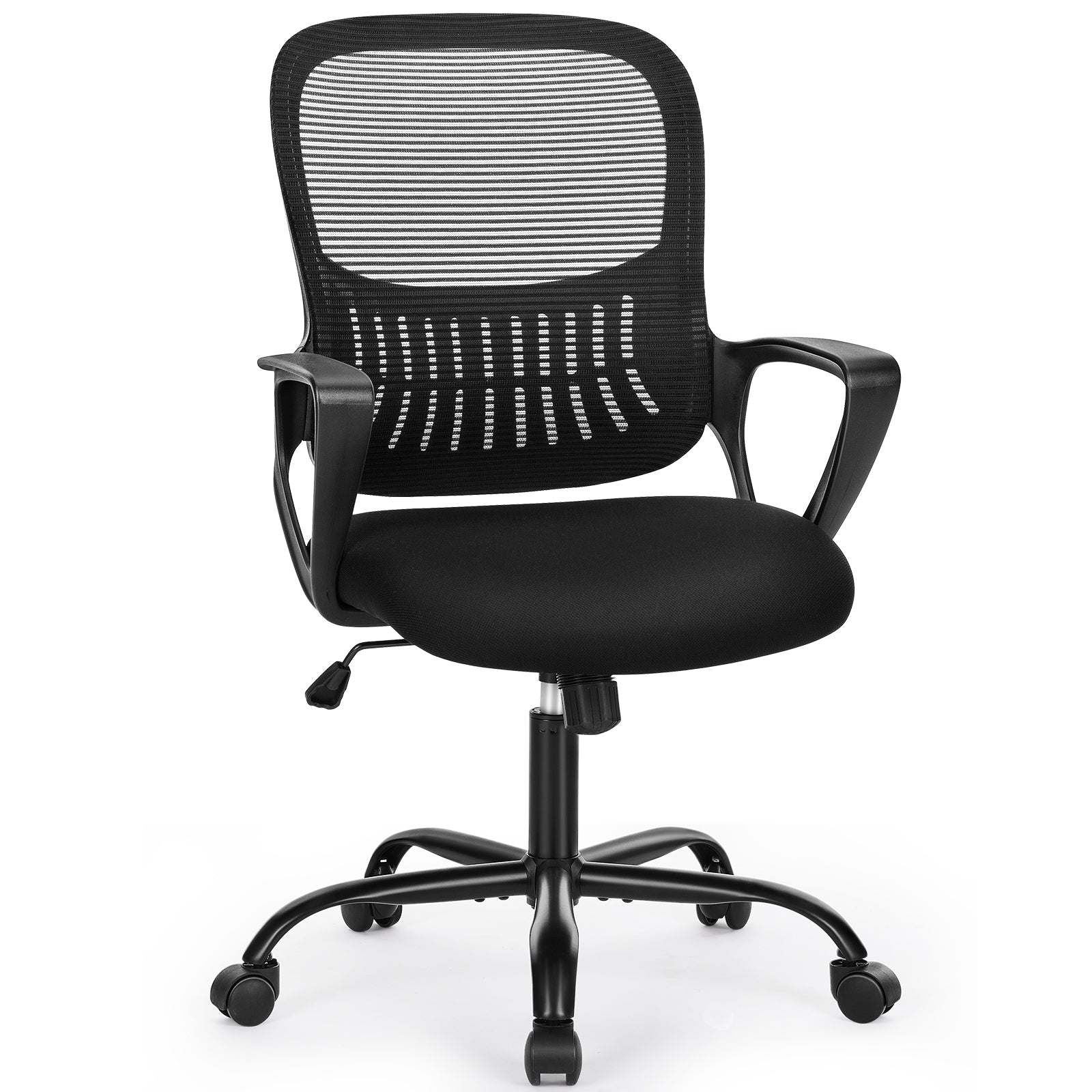 Sweetcrispy Ergonomic Office Chair Home Desk Mesh Chair with Fixed Armrest Executive Computer Chair with Soft Foam Seat Cushion