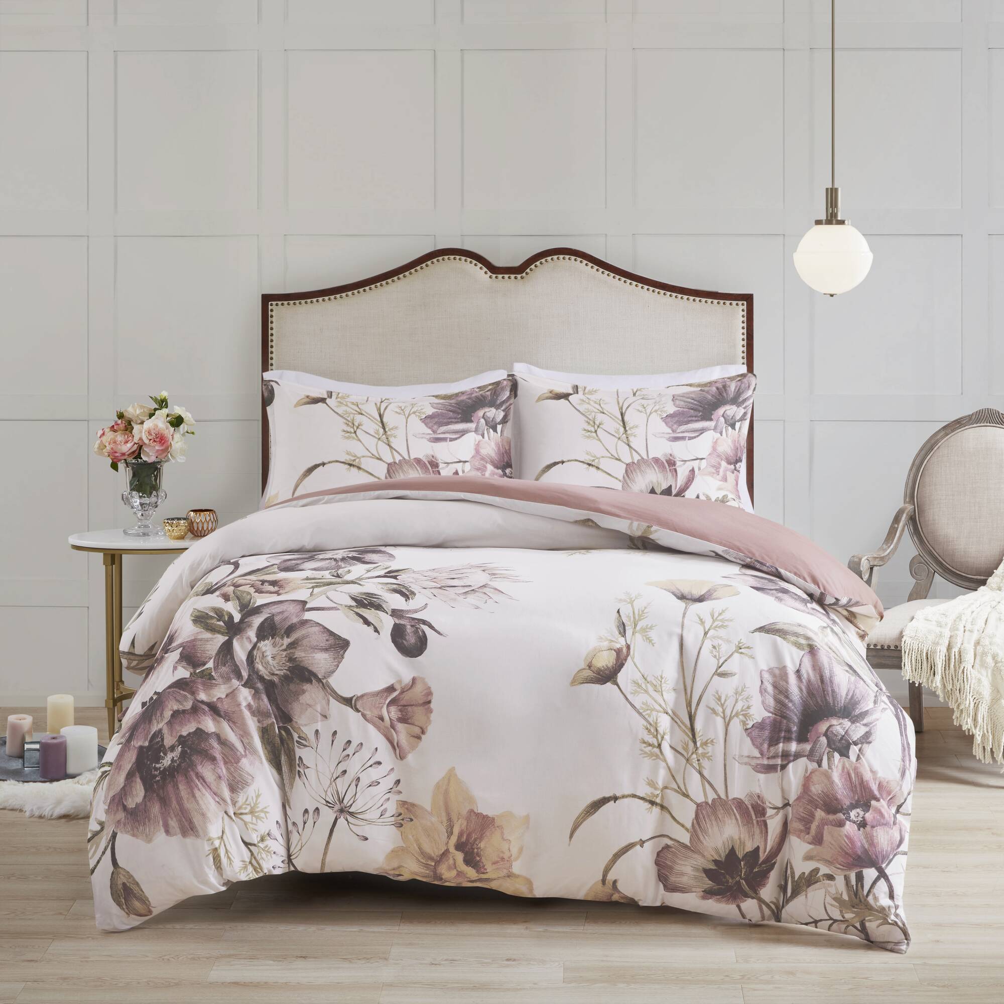 Cassandra - King 3 Piece Printed Duvet Cover Set - Blush