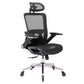 BLACK Ergonomic Mesh Office Chair, High Back - Adjustable Headrest with Flip-Up Arms, Tilt and lock Function, Lumbar Support and blade Wheels, KD chrome metal legs