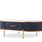 Modern Coffee Table White/Gray Sintered Stone Top & Gold With Drawer