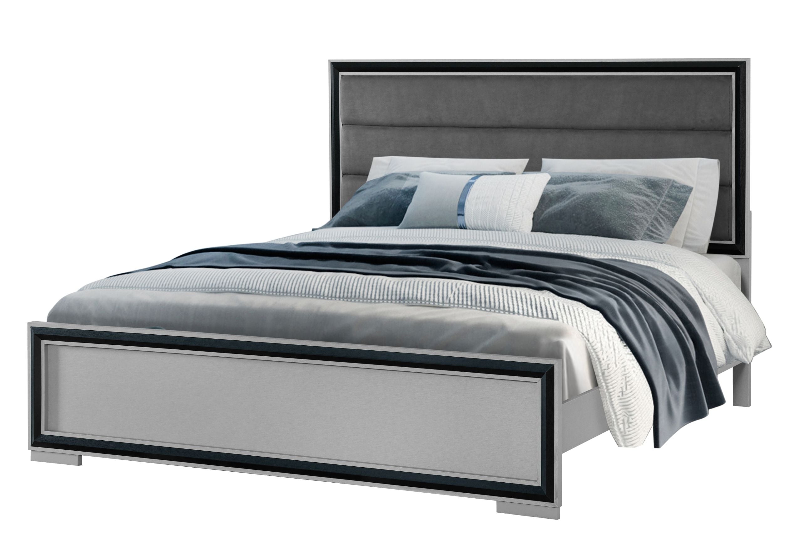 Adelaide - King Bed With LED - Gray / Black