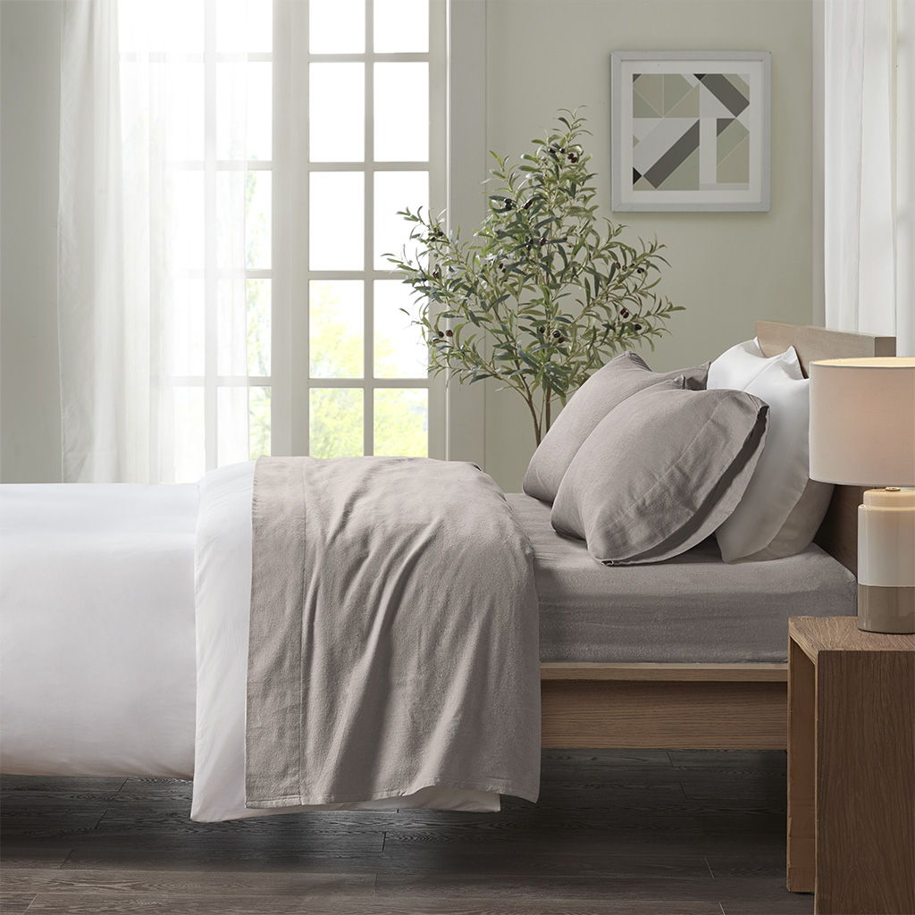Cozy Flannel - California King Sheet Set - Gray Solid