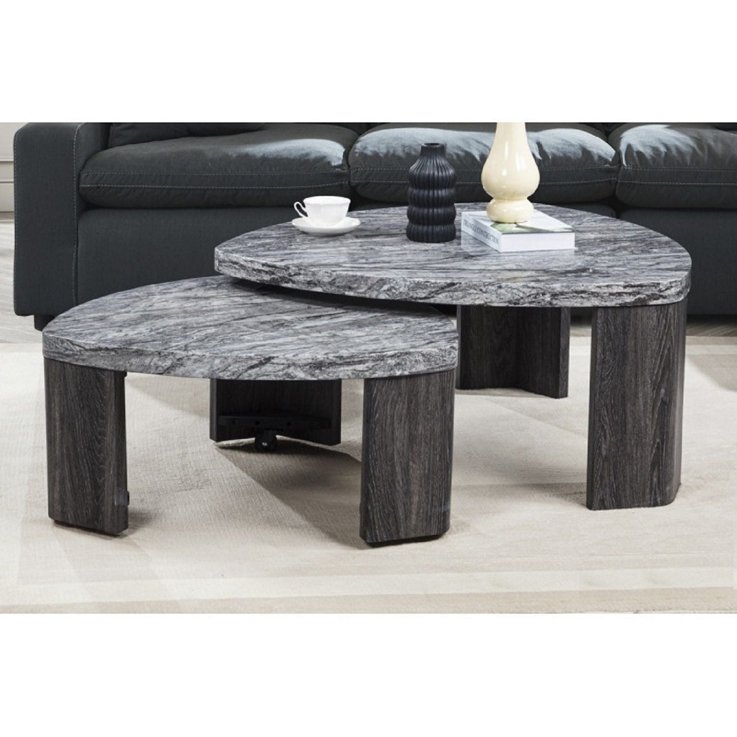 Triangle Nesting Coffee Table Set (Set of 2) - Gray