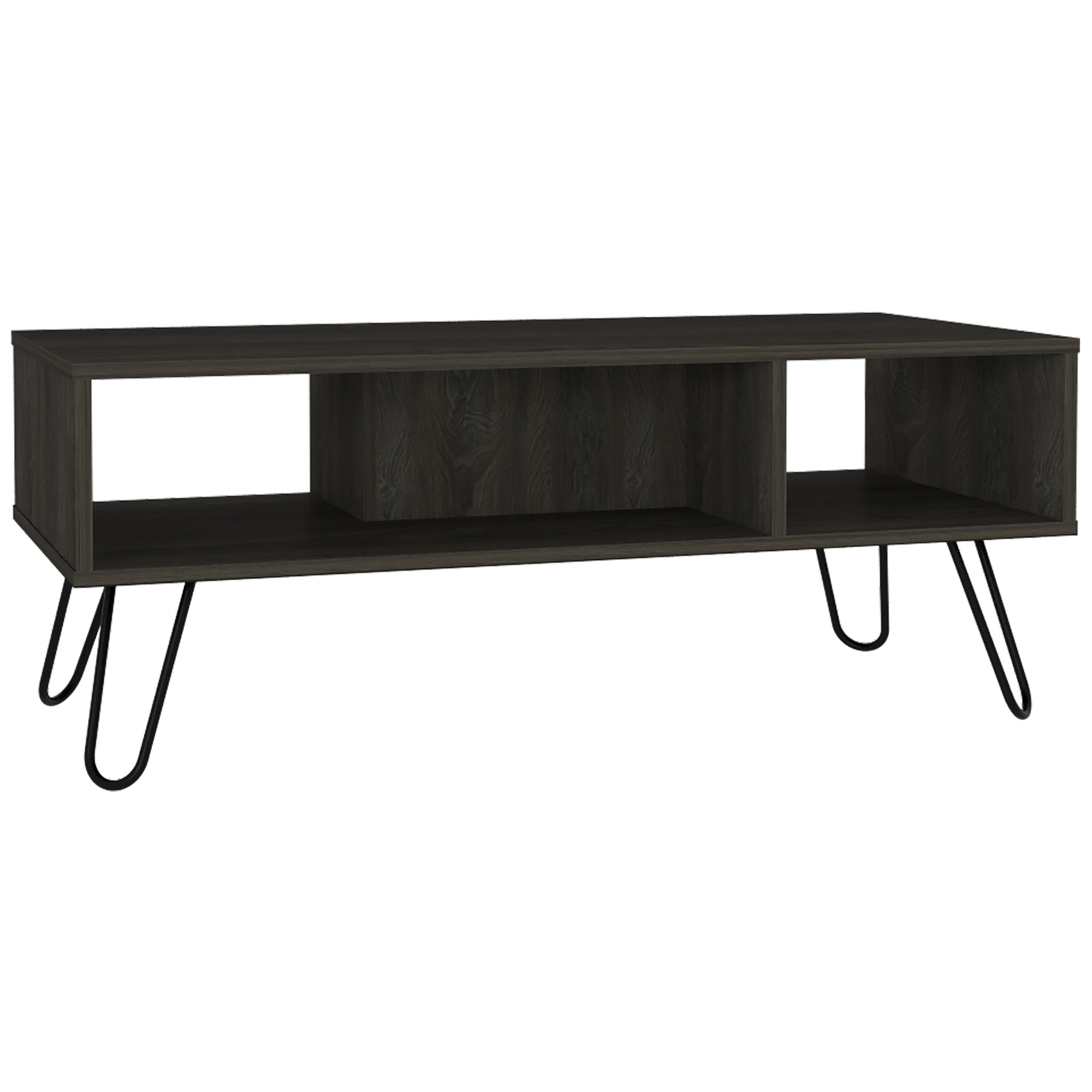 Vassel Coffee Table, Four Legs, Two Shelves, Espresso