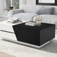 Modern Extendable Sliding Top Coffee Table with Storage in White&Black