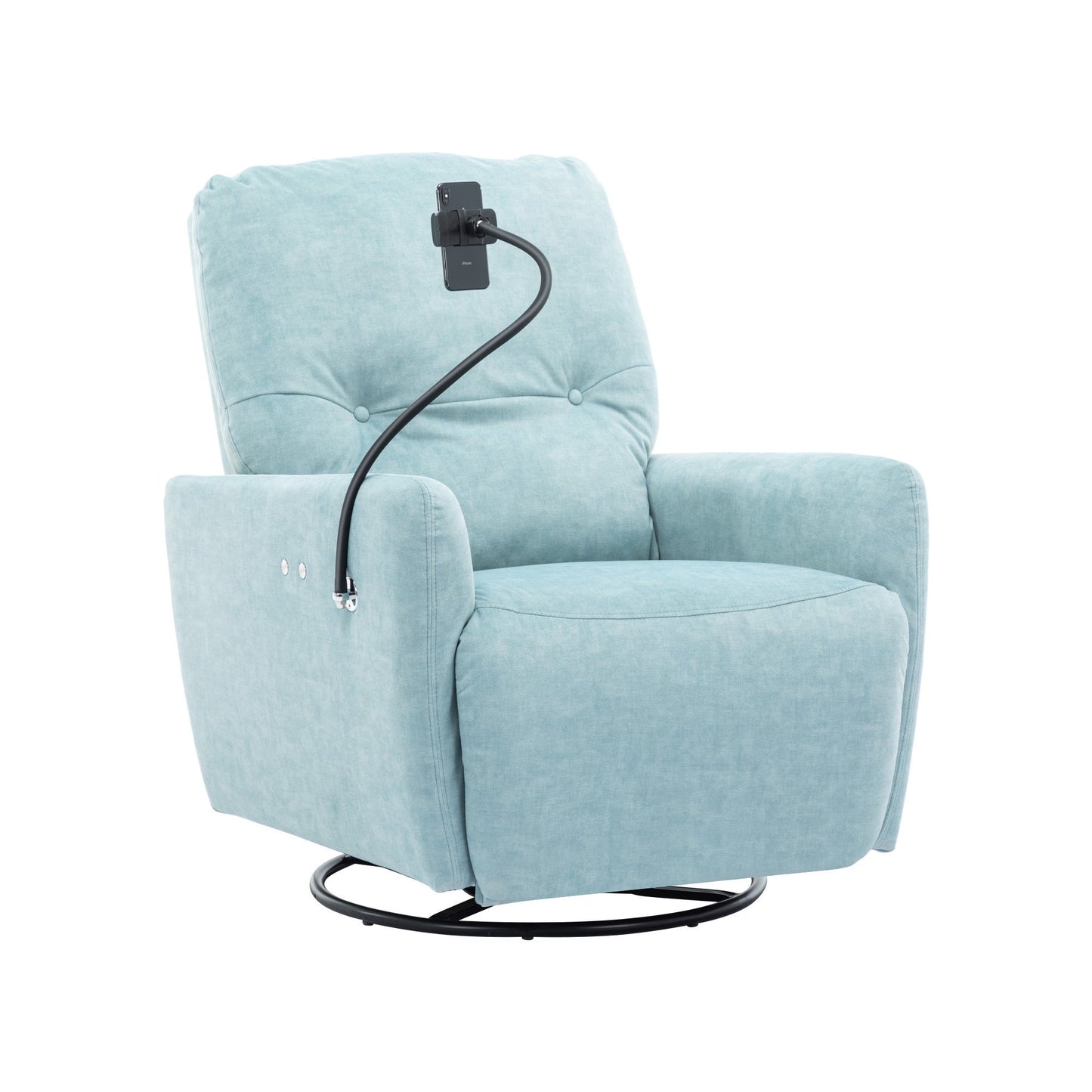 270 Degree Swivel Electric Recliner Home Theater Seating Single Reclining Sofa Rocking Motion Recliner with a Phone Holder for Living Room, Blue