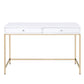 ACME Ottey Desk in White High Gloss & Gold 92540