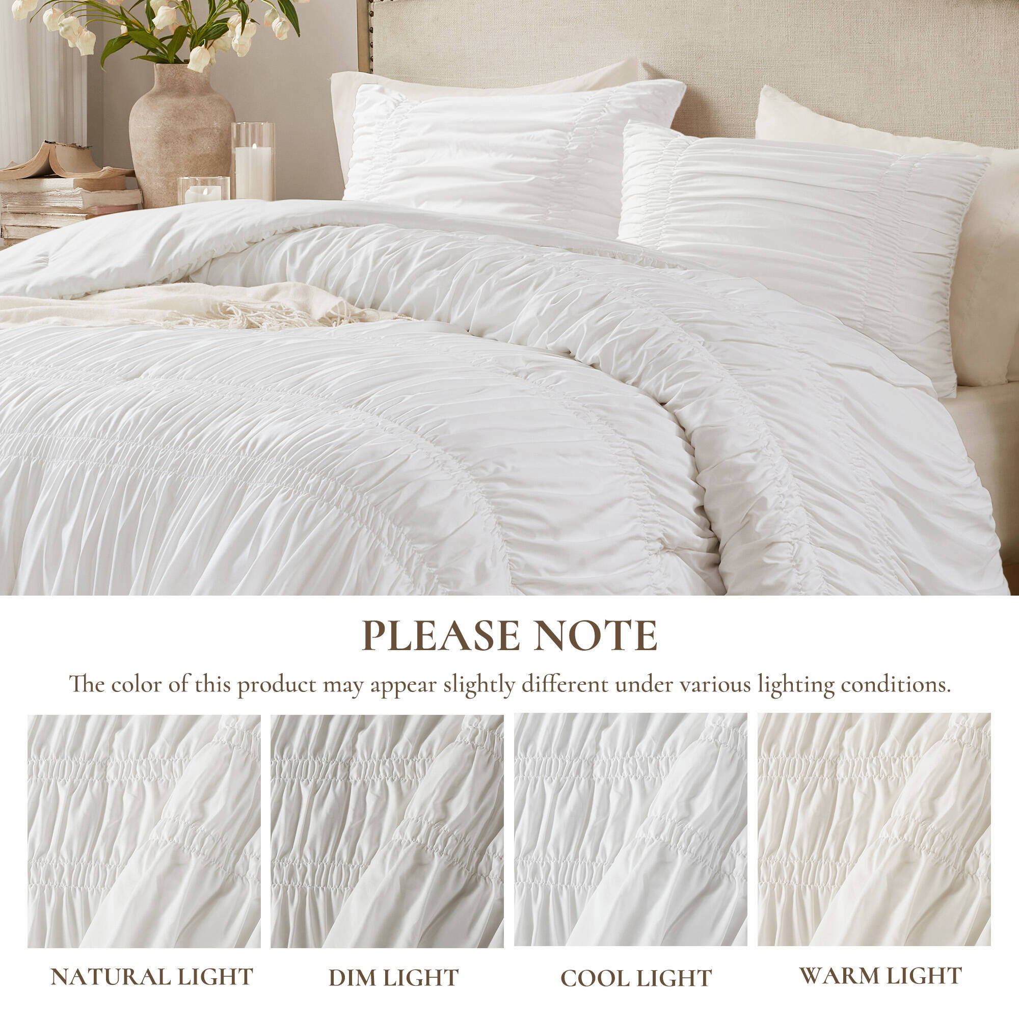 Mia - 3 Piece Queen Comforter Set - White